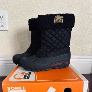 Sorel Powder Storm Youth Kids Snow Boots - Black
